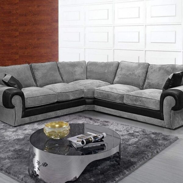 Beds solution Grey Jumbo Cord Corner Sofa, 3+2 Seater sofa