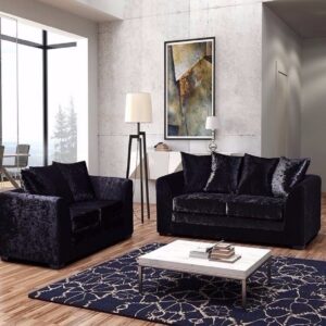 Black Crushed Velvet sofas & Couches- 3+2 seater sofa