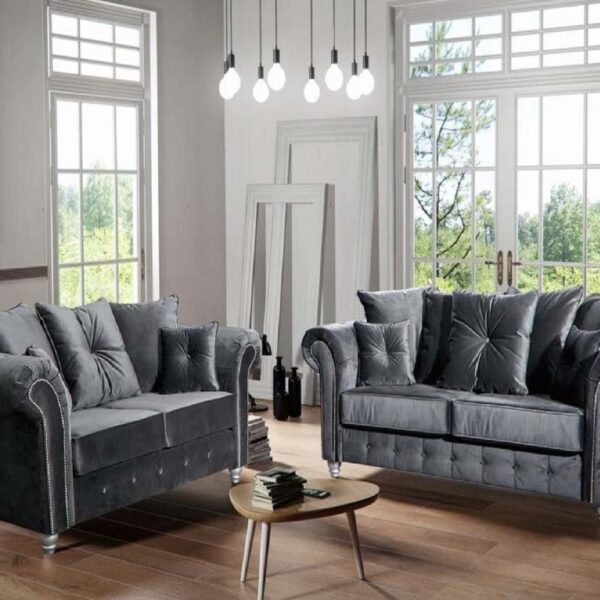 Dark Grey Plush Fabric bedsland 3+2 seater sofa set living room furniture