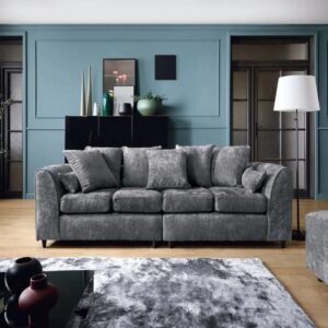 Dark Grey plush 4 seater sofa set