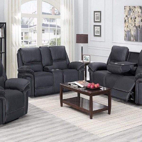 Serene Rest Black Suede Fabric-3+2, 2 and 3 seater sofa set