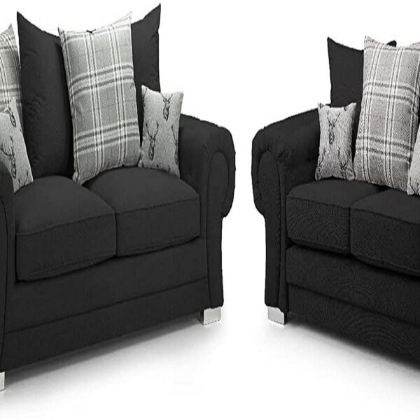 Suede Fabric 3 and 2 seater Black sofa sets