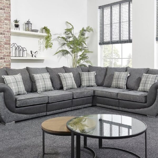 Verona Corner Sofa, 3 or 2 Seater Sofa in Light Grey Chenille Fabric (3 Seater Sofa)