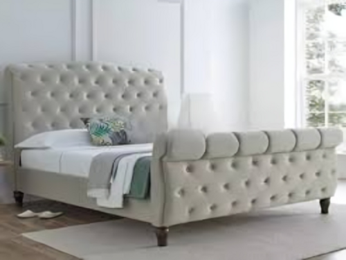 fabric sleigh bed